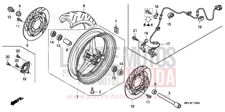 ROUE AVANT von CBR1000RR "Fireblade" VIBRANT ORANGE (YR250HA) von 2009